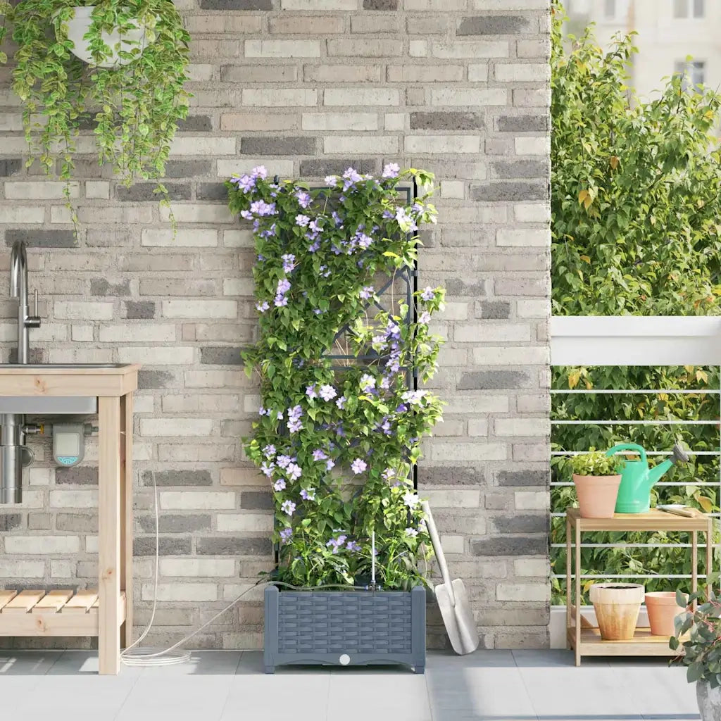 Vaso da giardino Grigio Chiaro 40 x 40 x 126 cm Plastica 42002894