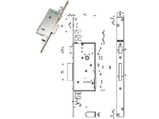 SERRATURA TRIPLICE DA INFILARE DOPPIA MAPPA CON SCROCCO 40721- - mm.47 (407215000 36) - 1 pezzi MOTTURA