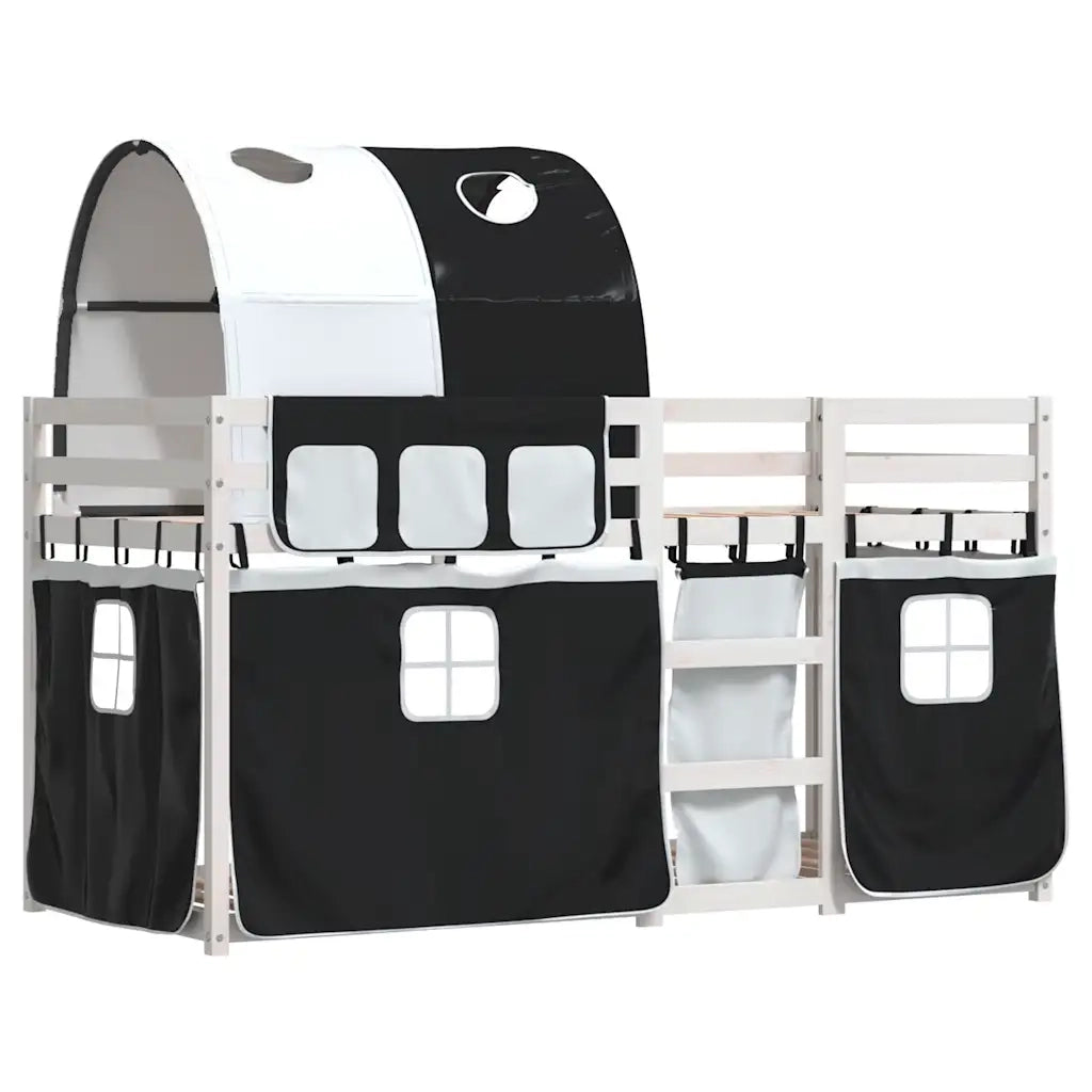 Letto singolo | Letto per adulti | Letto a Castello senza Materasso Bianco e Nero 80x200cm in Pino
