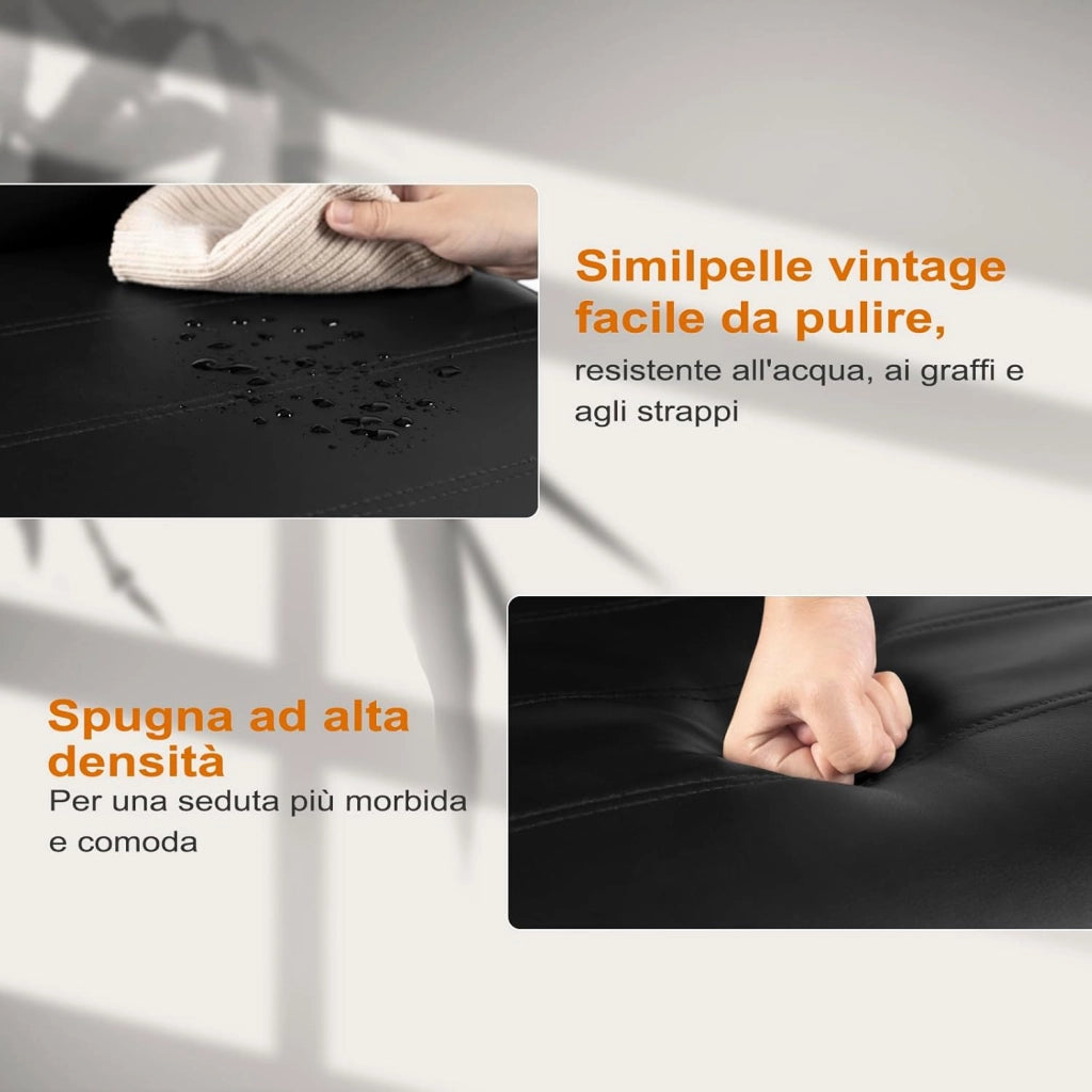 Set di 4 Sedie per Sala da Pranzo, Sedie da Cucina Moderne con Schienale Alto, Sedie Cantilever Imbottite Ergonomiche per Soggiorno, Ufficio, in PU, Nero, BH378sz-4