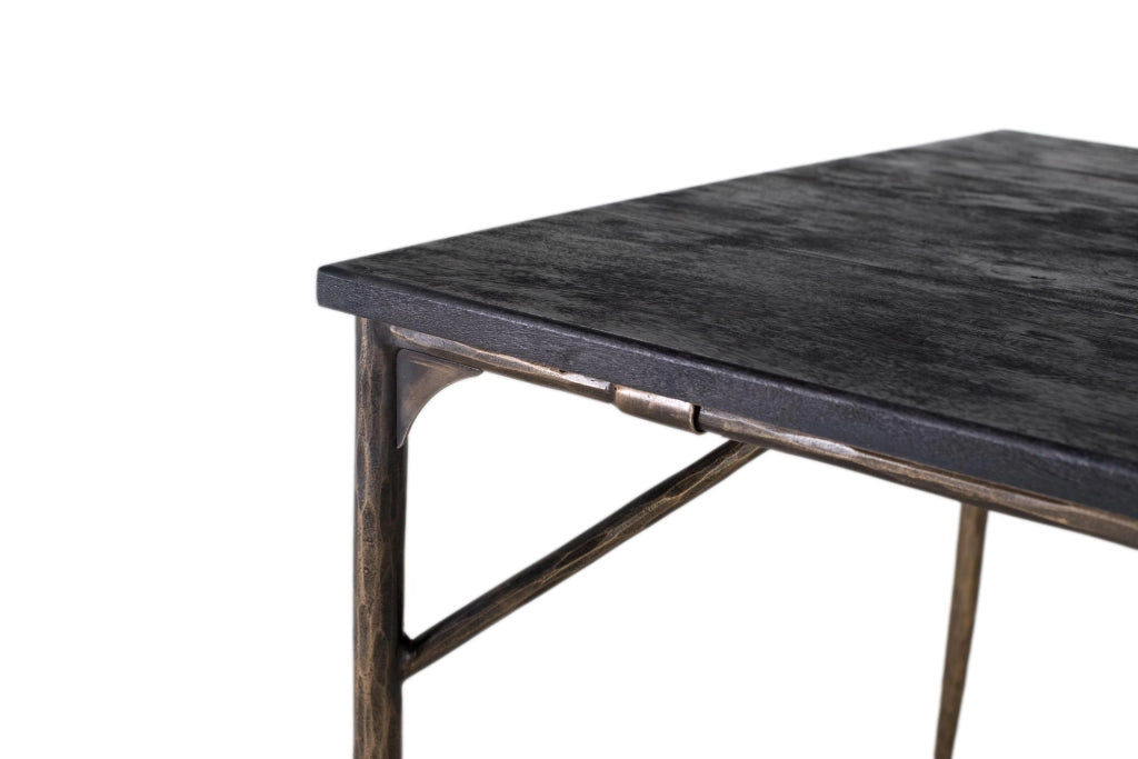 Tavolo da pranzo rettangolare in legno con gambe in bronzo 200 cm