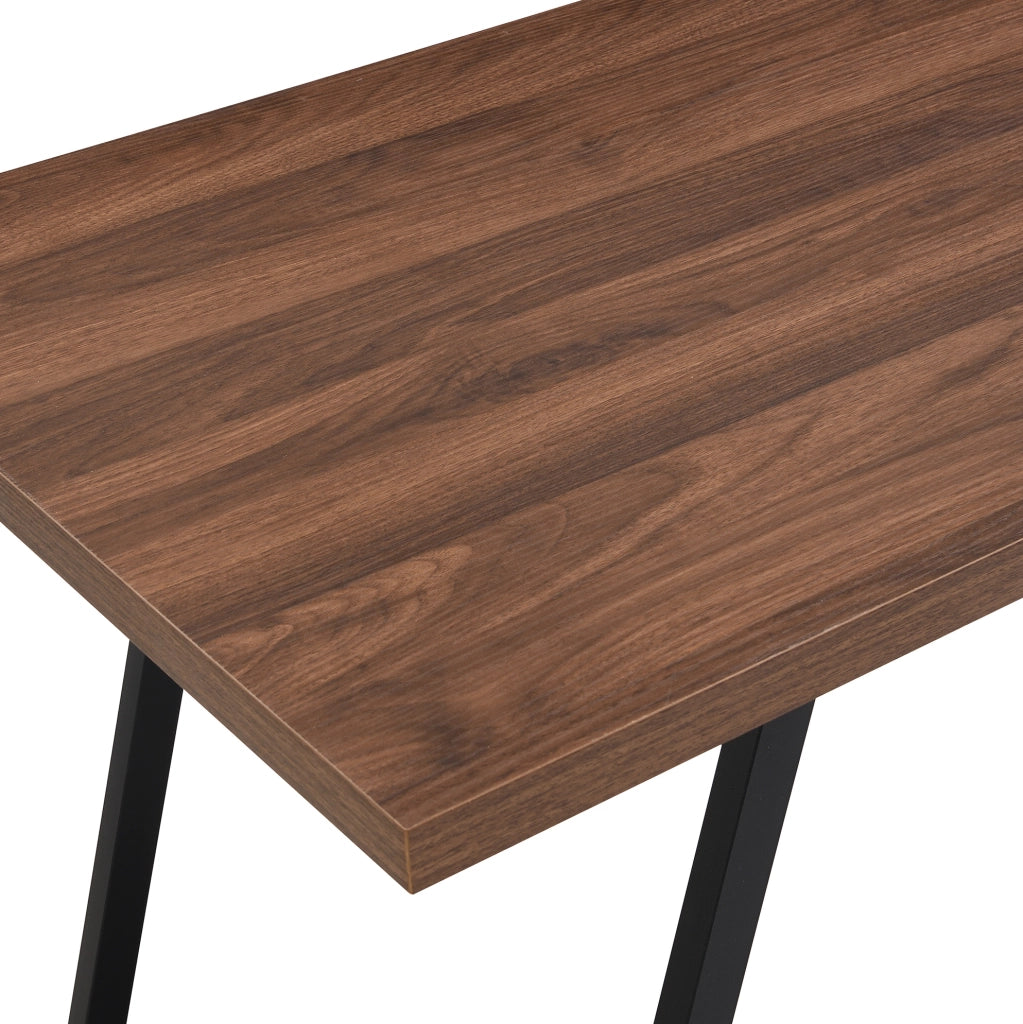 Scrivania 138，5x58 cm in MDF marrone scuro e metallo nero， 3 cassetti