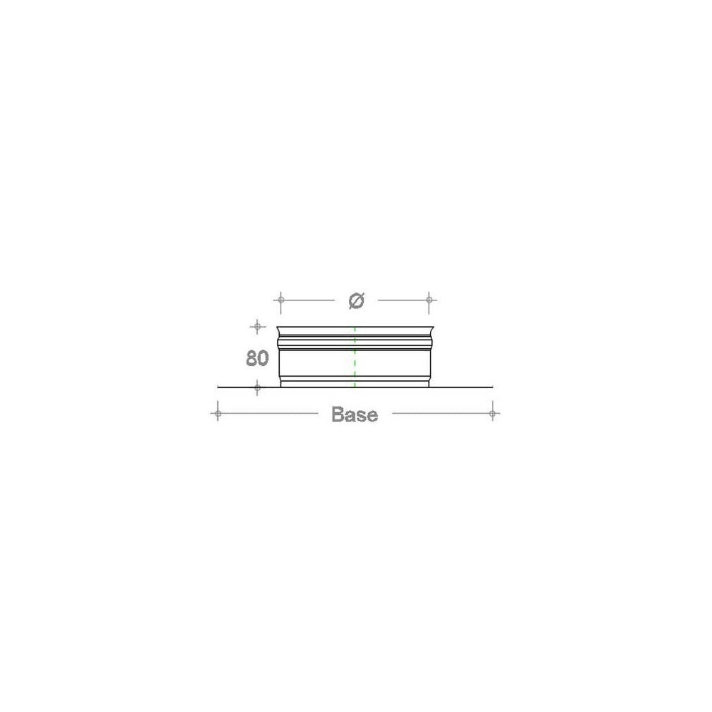 Base forata inox da 300x300mm a innesto f 150 - 250mm 6 decimi, diametro 150mm
