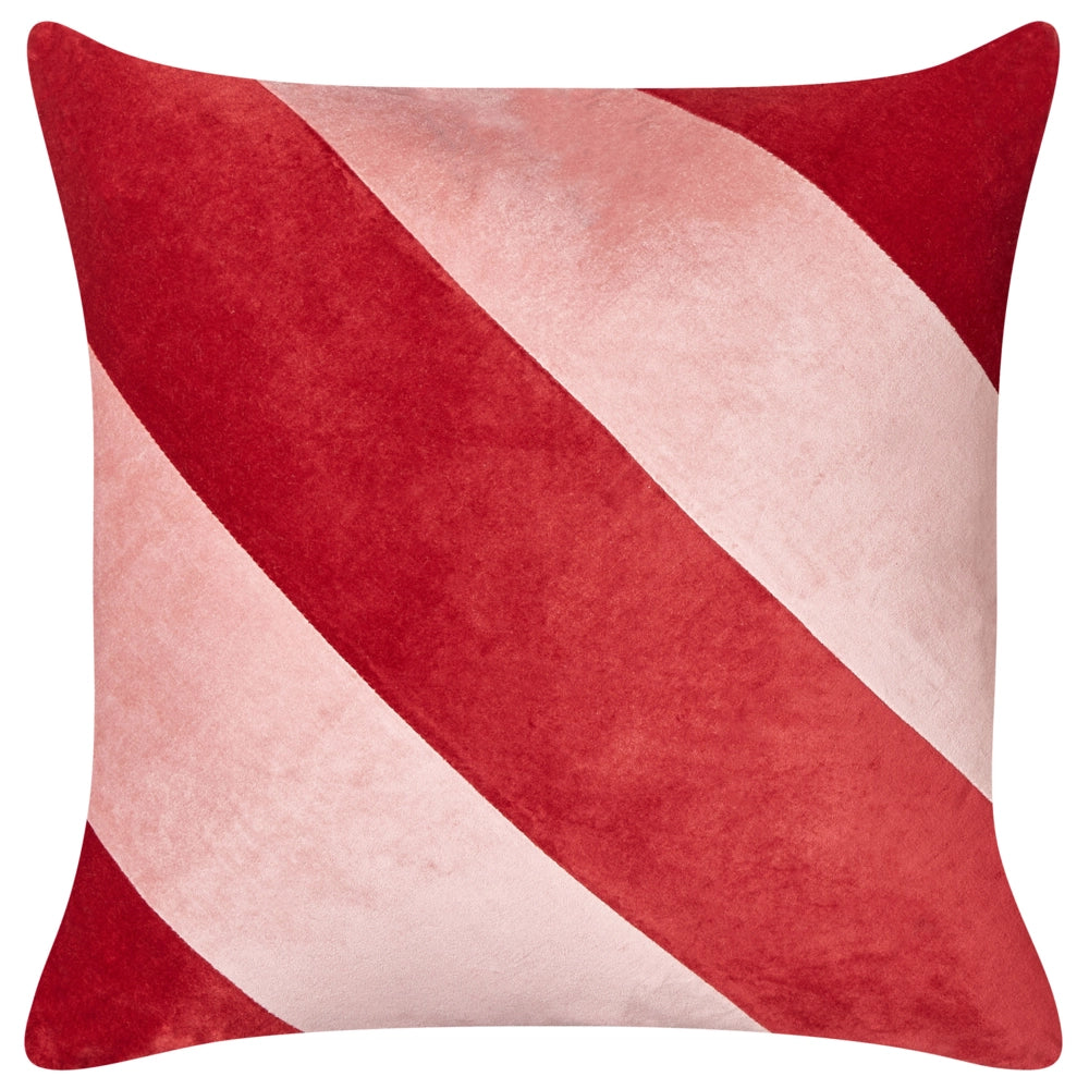 Set di cuscini decorativi in velluto rosso e rosa in cotone 45 x 45 cm a righe sfoderabili Quadrato Accessori decorativi moderni
