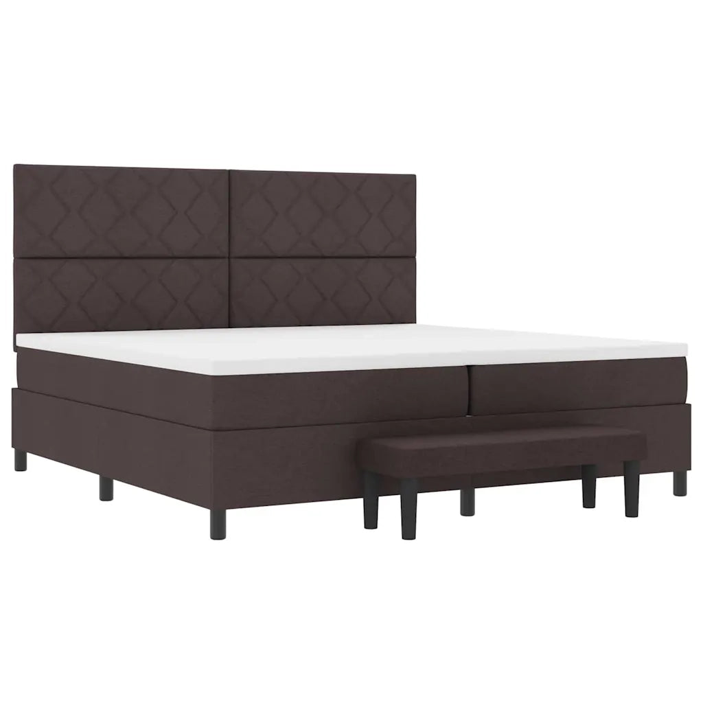 Letto a molle con materasso Marrone Scuro 200 x 200 cm Tessuto