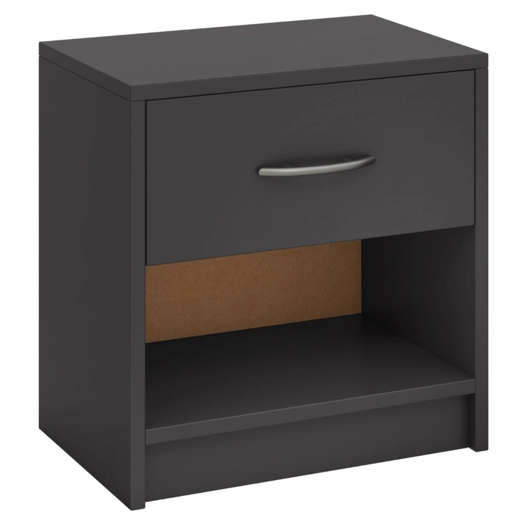 Comodino con cassetto ripiano apertoper soggiorno camera da letto-Tavolino da notte compatto per piccoli spazi Grigio scuro