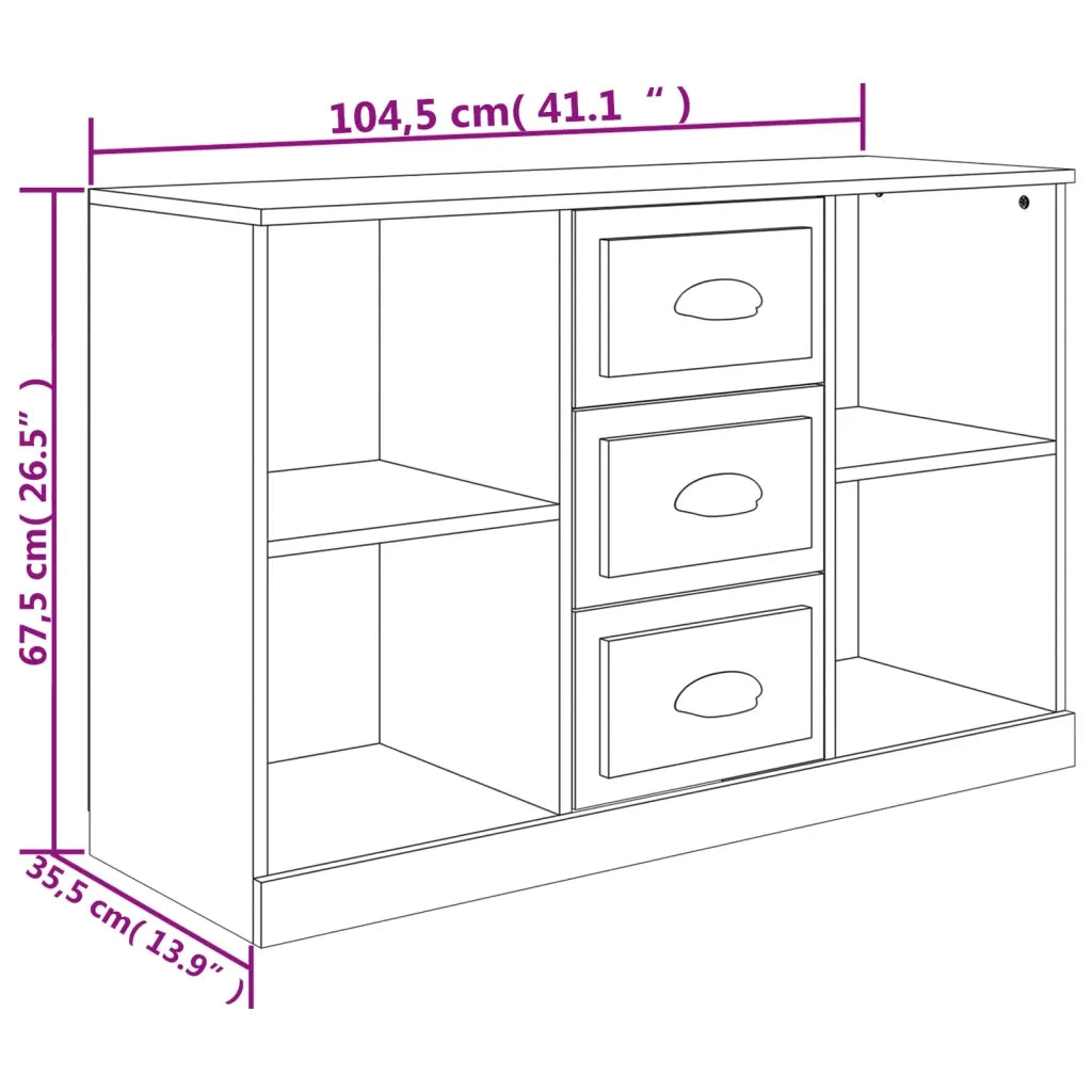 Credenza Bianco Lucido 104,5x35,5x67,5 cm in Legno Multistrato 816234