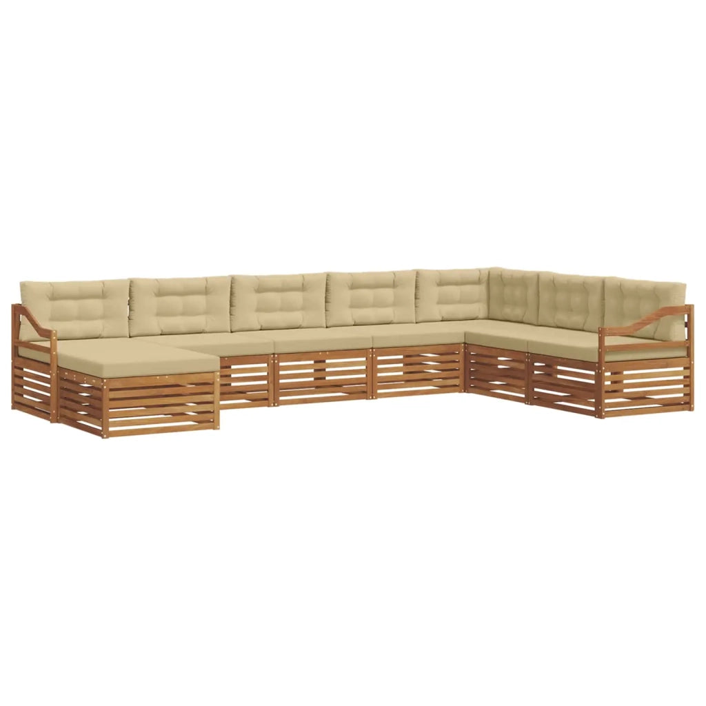 Set di divani da esterno con cuscino 8 pcs Naturale e Beige