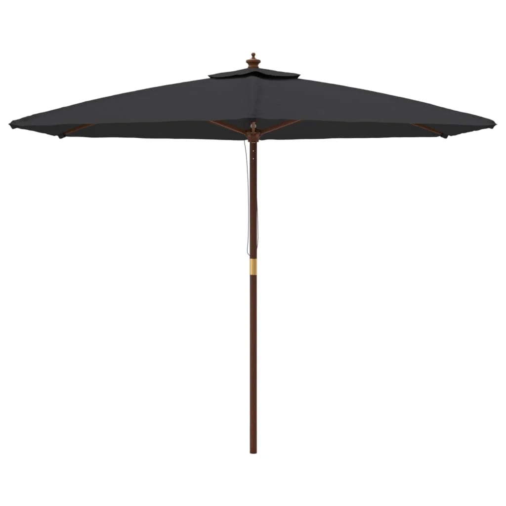 Ombrellone da giardino con palo in legno 299 x 240 cm nero 02_0008344