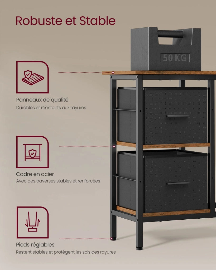 Scrivania a L con 2 ampi cassetti 105 x 135 x 89,5 cm scrivania da gioco con supporto per monitor scrivania angolare scrivania per computer con ripiano regolabile marrone 12_0004617