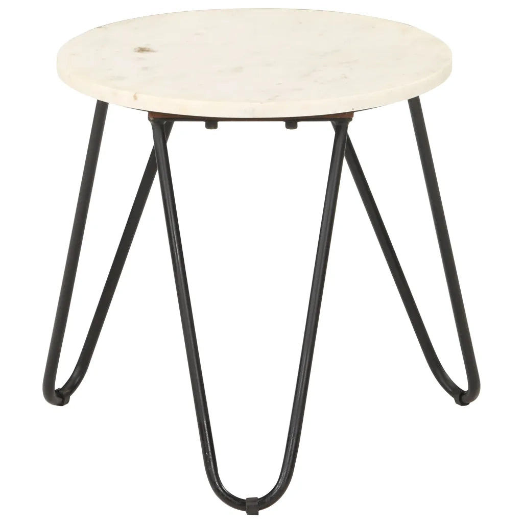 Tavolino da Salotto Bianco 40x40x40cm Pietra Vera Testura Marmo 286443