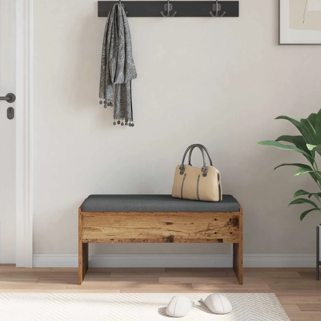 Panca per ingresso con cuscino Legno vecchio 83 x 38 x 40 cm 891558
