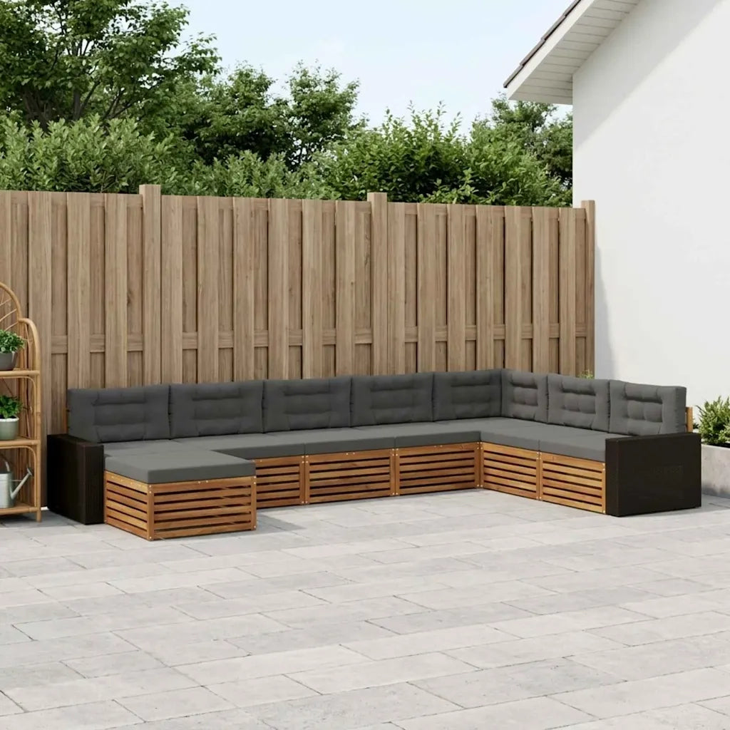 Set di divani da esterno con cuscino 8 pcs Naturale e Antracite 3383725