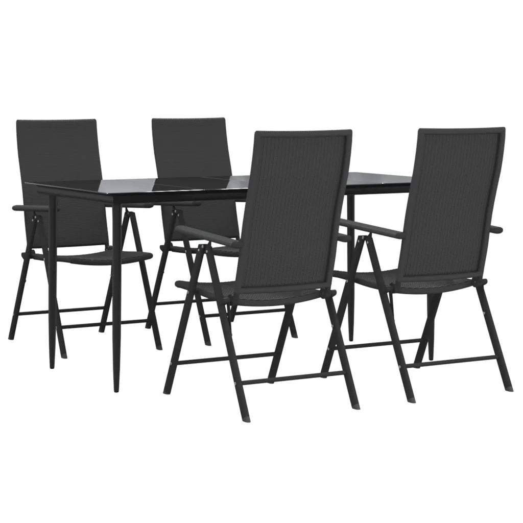 Set da Pranzo da Giardino 5 pz Nero in Polyrattan cod mxl 40937