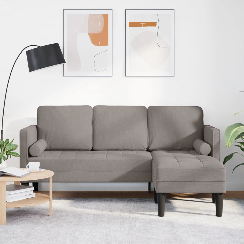 Divano L-shaped 3 posti Tortora 160 cm in tessuto -