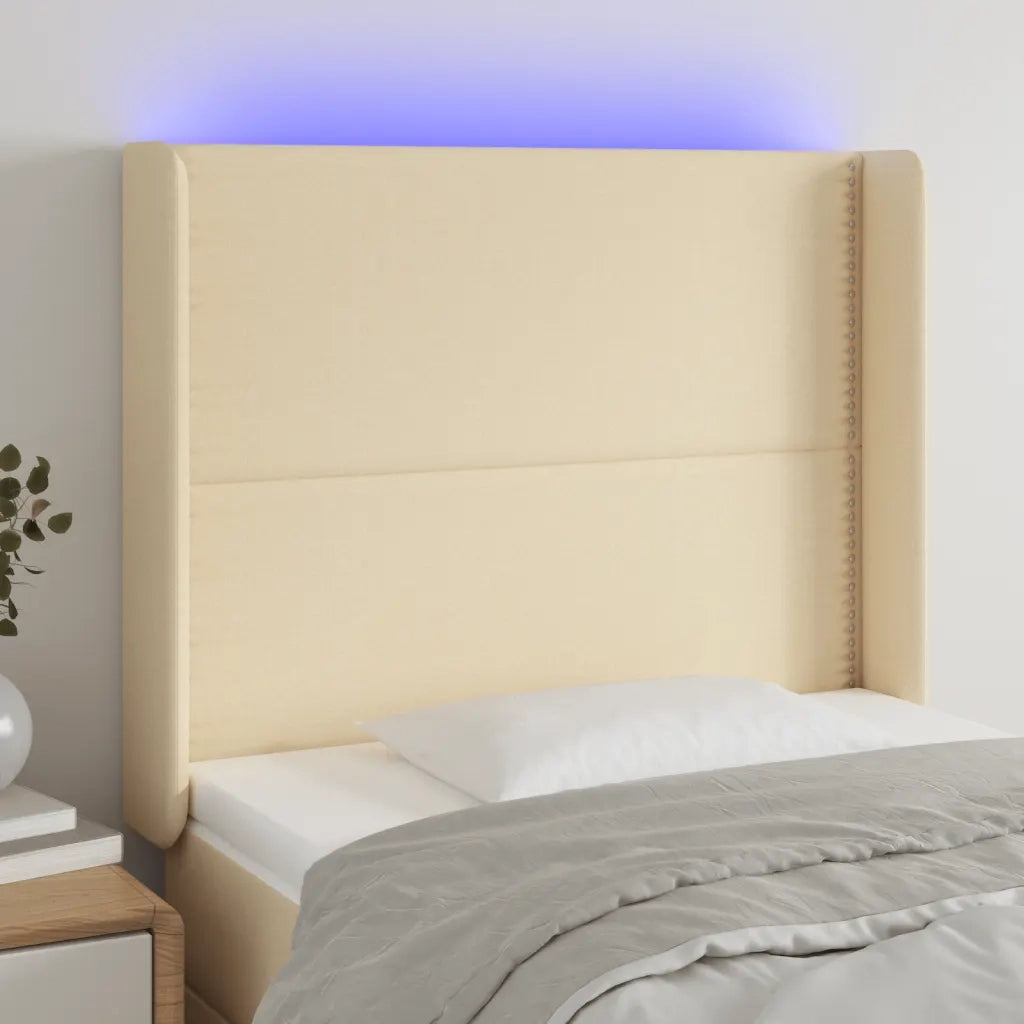 Testiera a LED Crema 103x16x118/128 cm in Tessuto