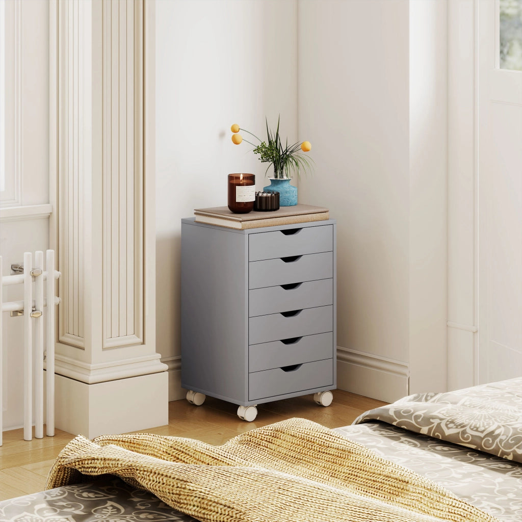 Scrivania con cassetti ¨C ZephMum ¨C Grigio 6 cassetti ruote