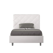 Letto singolo con rete imbottito 100x190 similpelle bianco Priya