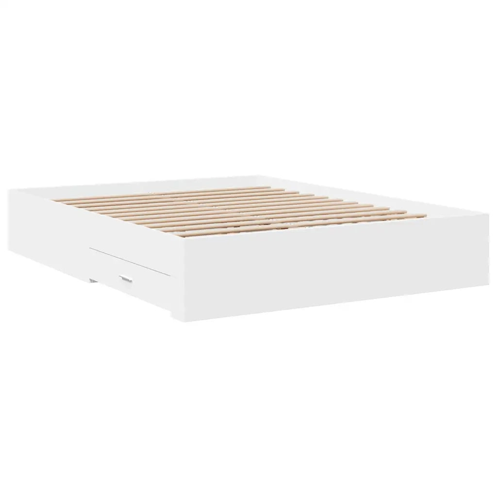 Giroletto con Cassetti Bianco 150x200 cm in Legno Multistrato 3280377