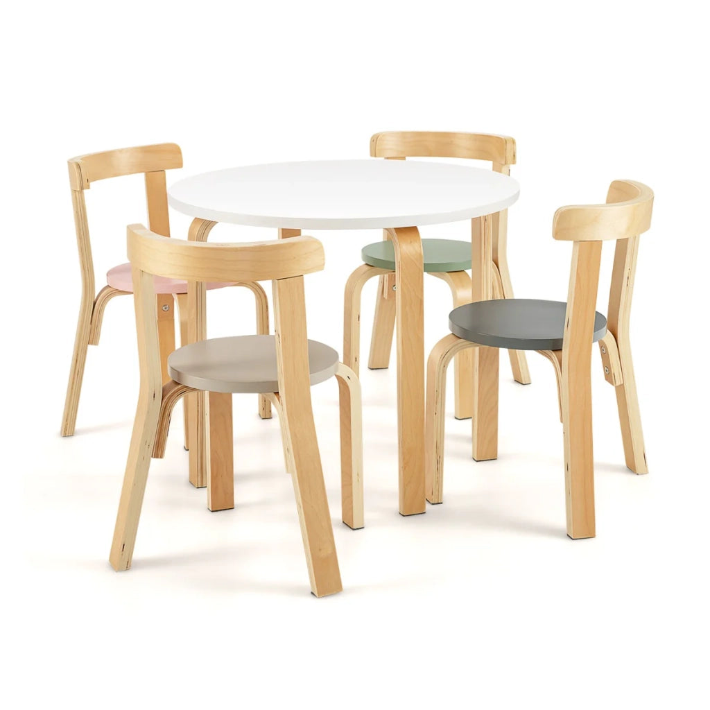 Set tavolo e sedie per bambini 60 x 60 x 50 cm seduta ergonomica facile da riporre stile scandinavo legno di pioppo colorato 20_0017292