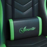Sedia da Gaming con Altezza Regolabile e Schienale Reclinabile, 65x65x121-129 cm, Nero e Verde
