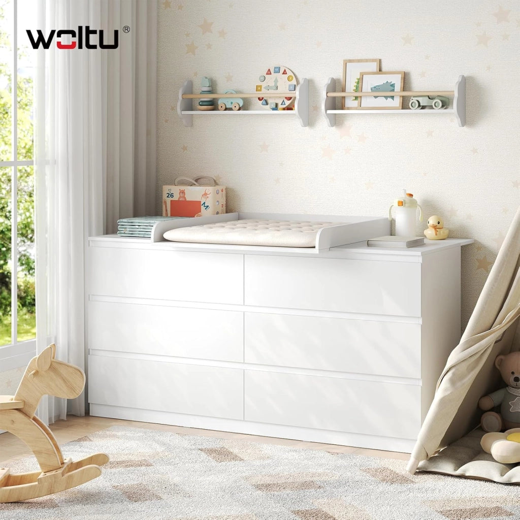 Fasciatoio Neonato, Fasciatoio Universale per Cassettiera con 3 Bordi Rialzati, Profondità Regolabile 47-50 cm, in MDF, 160x80x10 cm (80x80 cm per Bambini)