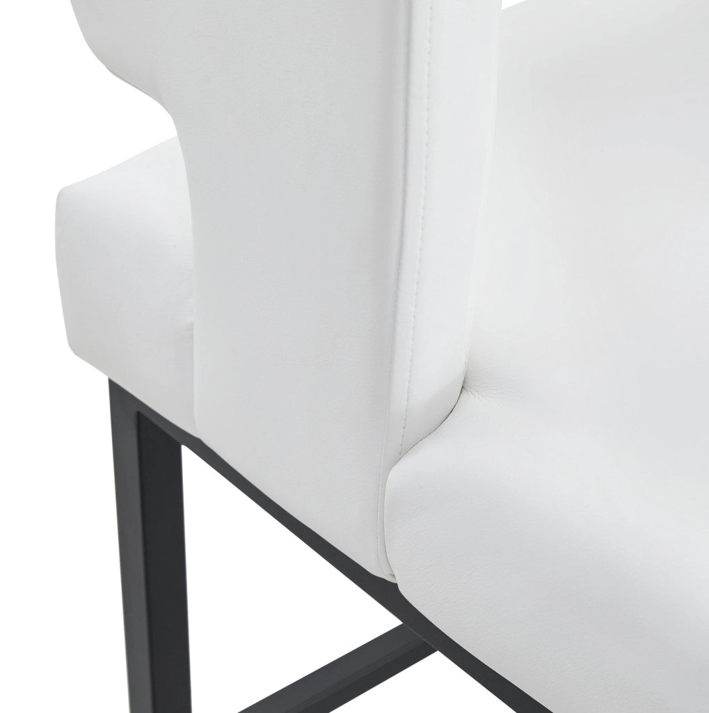 Sgabello da bar nordico in PU bianco e metallo nero
