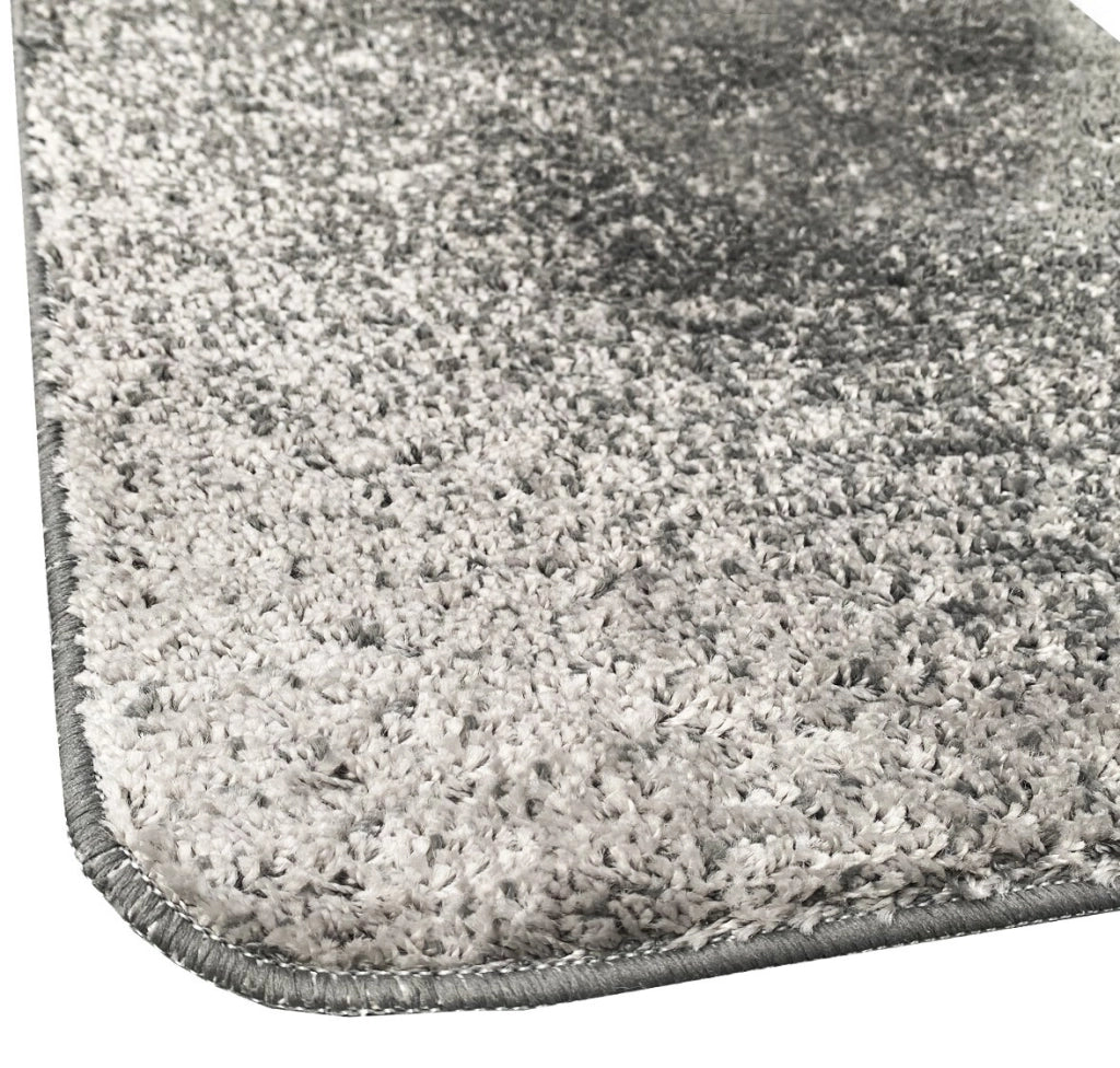 Tappeto Bagno Camera Scendiletto Doccia Vasca Antiscivolo Assorbente Shaggy Soffice IBISCO A Parure 3 Pezzi - Grigio