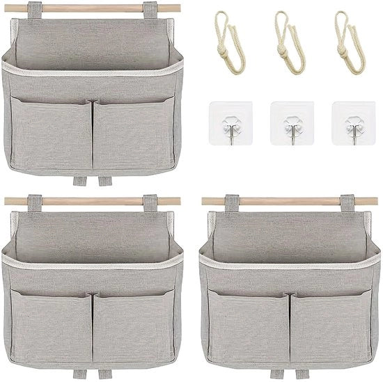 Organizzatore per parete pieghevole, 3 pezzi, alta capacità, ripostiglio a muro, 3 cassette con adesivo per ufficio, casa, cameretta, bagno (grigio)