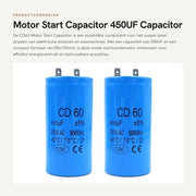 Capacitore di Avvio per Motori - 450UF - Alta Qualità - Capacità affidabile - Prestazioni motori efficienti - ...