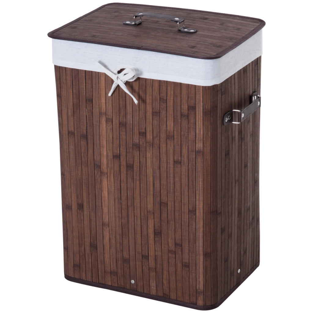 Cestino per Biancheria Pieghevole con Coperchio ¨C zephmum ¨C 40x30x60 cm Marrone