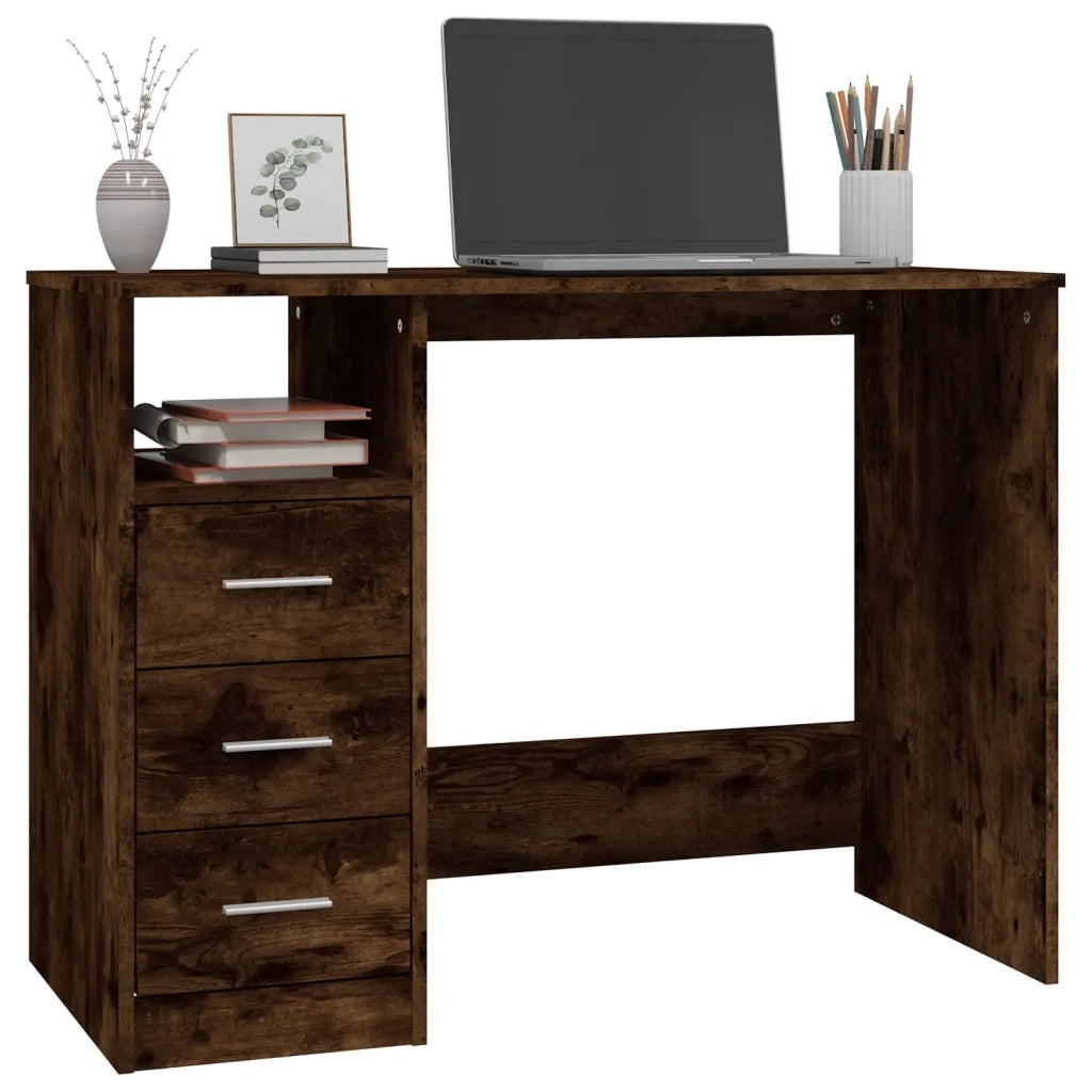 Scrivania Cassetti Rovere Fumo 102x50x76 cm Legno Multistrato cod mxl 64733