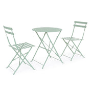 Set Tavolo e 2 Sedie da Esterno Giardino Pieghevole Alluminio Terrazzo Bistrot Colore principale: Tiffany
