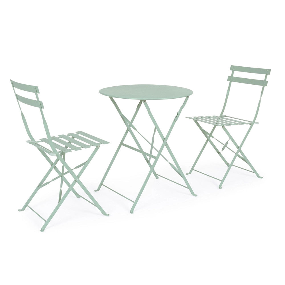 Set Tavolo e 2 Sedie da Esterno Giardino Pieghevole Alluminio Terrazzo Bistrot Colore principale: Tiffany
