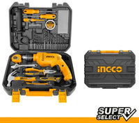 Kit trapano 680w + set 115 utensili in valigetta ingco