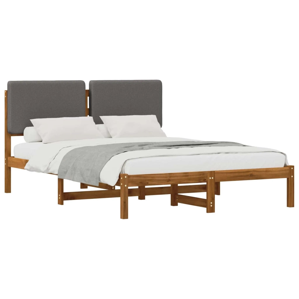 Letto con Testiera Rivestita Naturale e Grigio Chiaro 904005