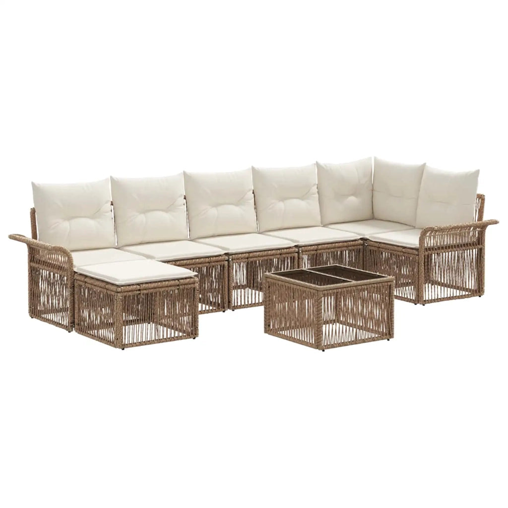 Set Divano da Giardino 8 pcs Beige polyrattan