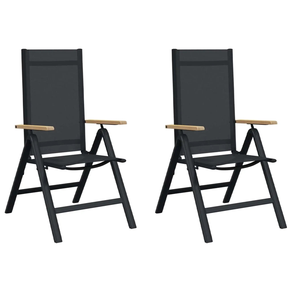 Sedie da giardino reclinabili 2 pcs Nero 58 x 73 x 111,5 cm 42030041