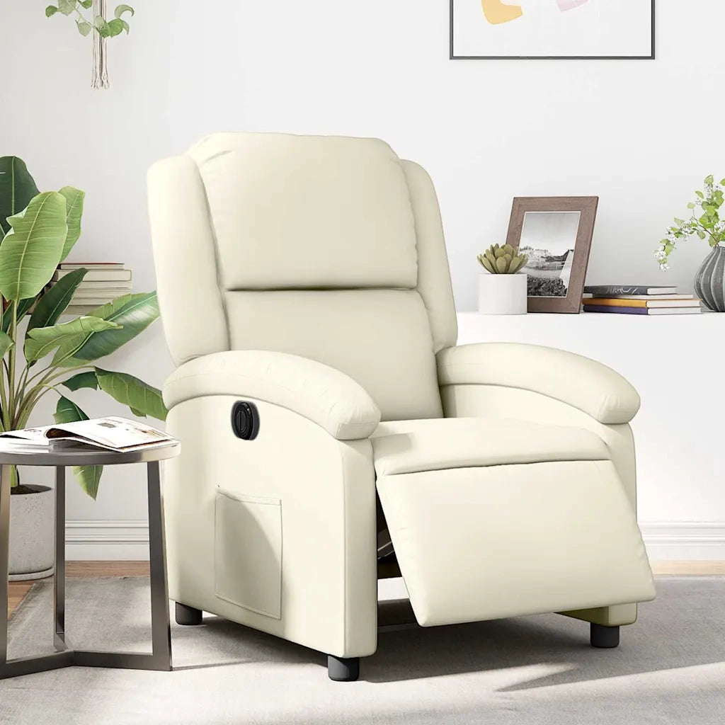 Divano Sedia-Poltrona Reclinabile Elettrica Crema in Similpelle 599140