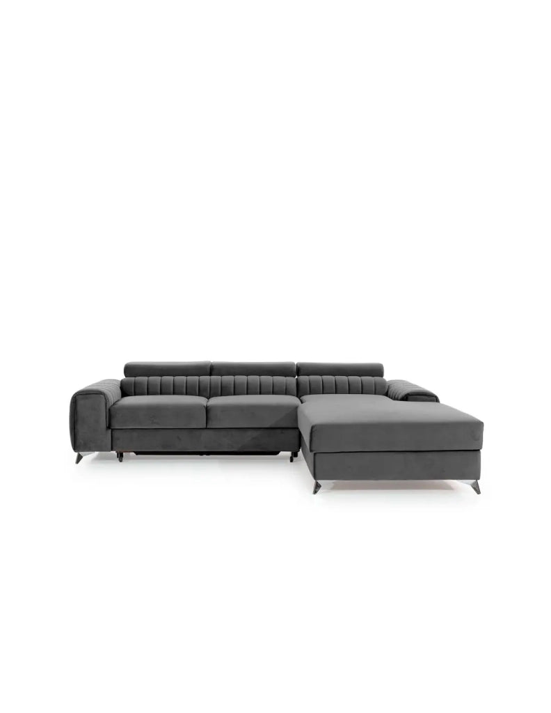 Divano angolare destro Grigio scuro convertibile 3 posti JAYSON con letto