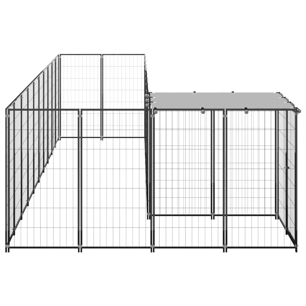 Recinto per animali da esterno per cani 7,26 m² acciaio nero 02_0000553