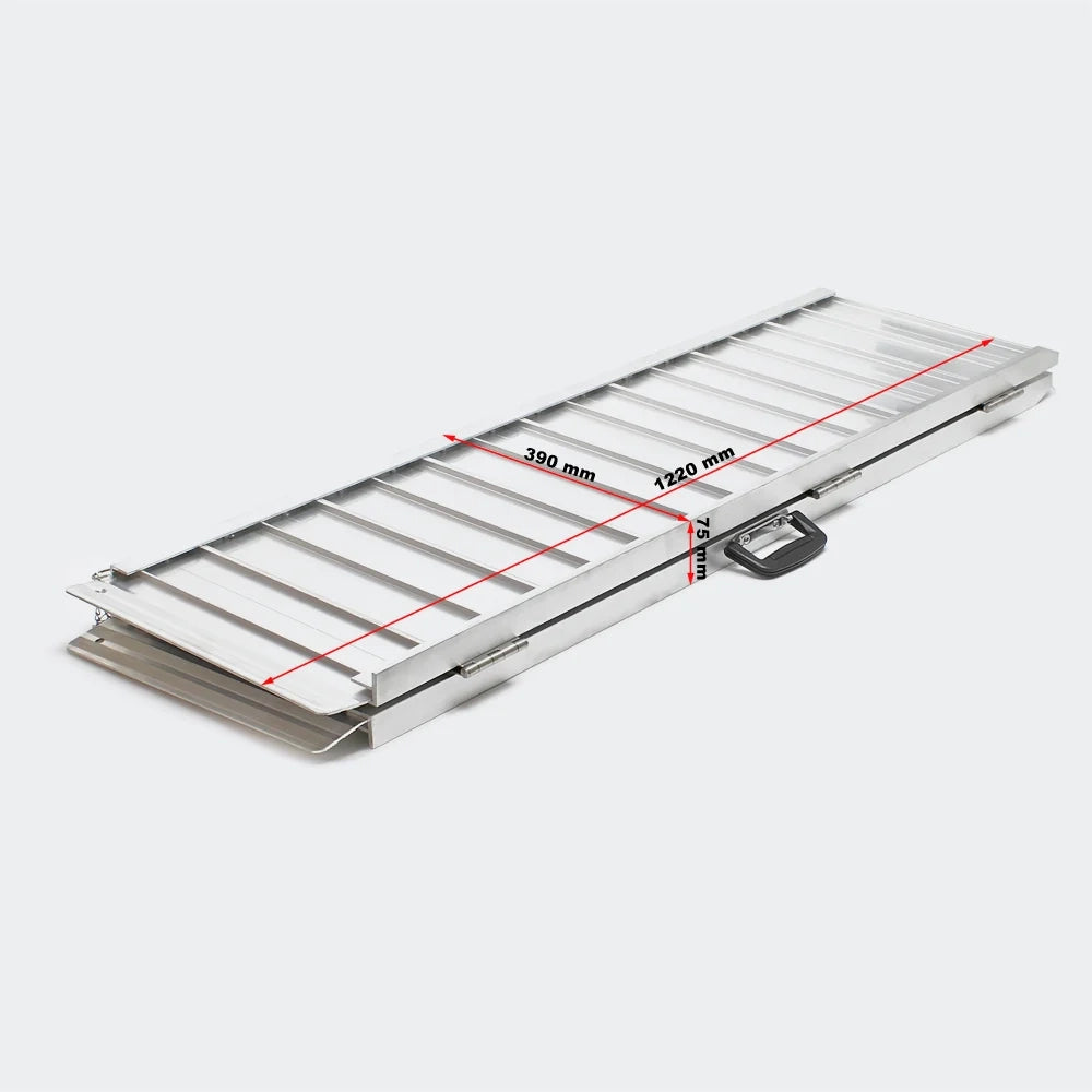 Rampa pieghevole in alluminio per sedia a rotelle antiscivolo 122 x 72 cm massimo 270 kg nera 3416016