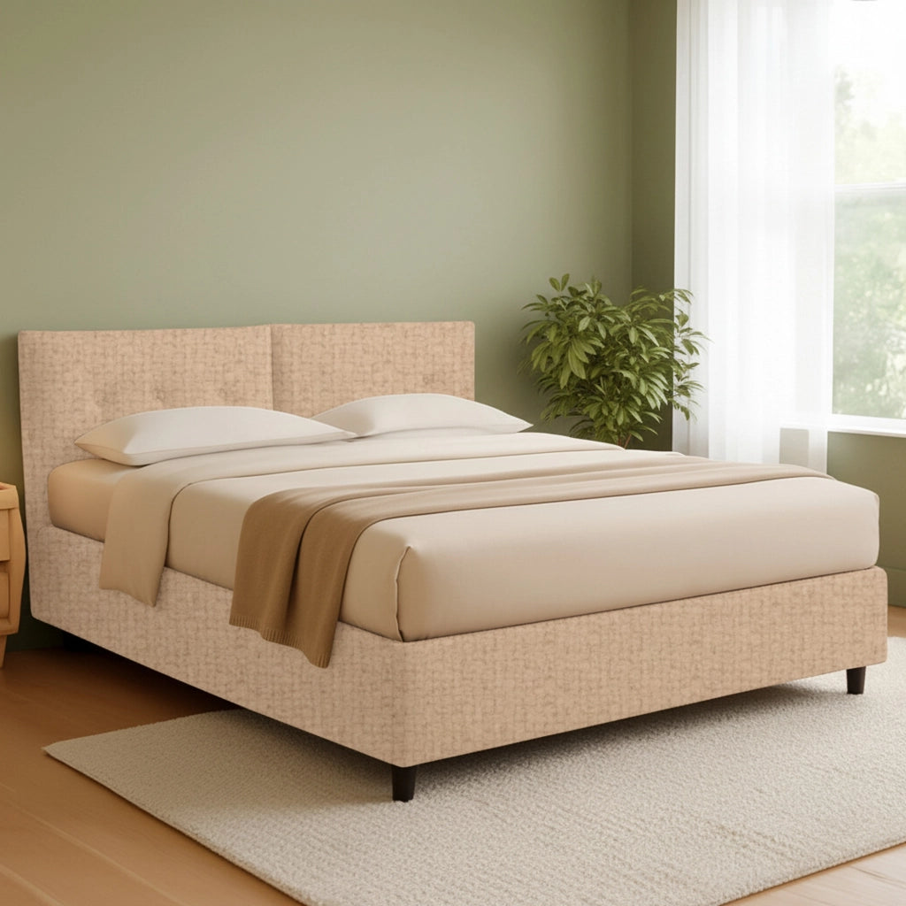 Derby, Letto Matrimoniale Sfoderabile Made in Italy, Beige