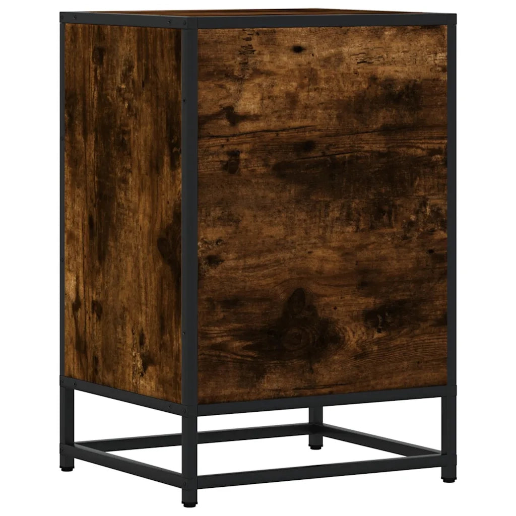 Comodino Rovere Fumo 40x34,5x60 cm Legno Multistrato e Metallo 848721