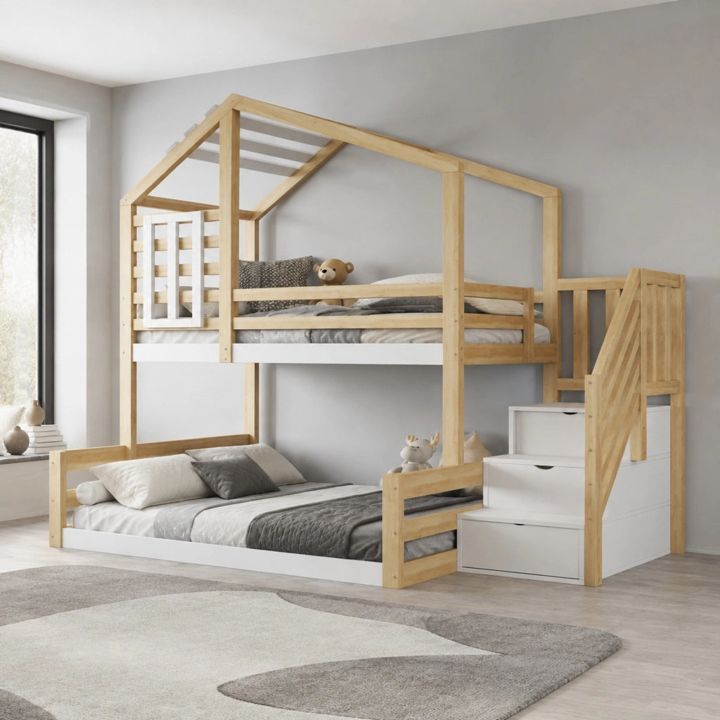 Letto a castello per bambini in pino 90x200/140x200 cm