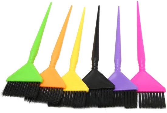 Kit di pennelli per parrucchiere 6 pezzi - Pennello per parrucchiere - Pennello per tintura capelli - Pennello per code lunghe - Manico antiscivolo - Utilizzo professionale - Pennello per tintura capelli