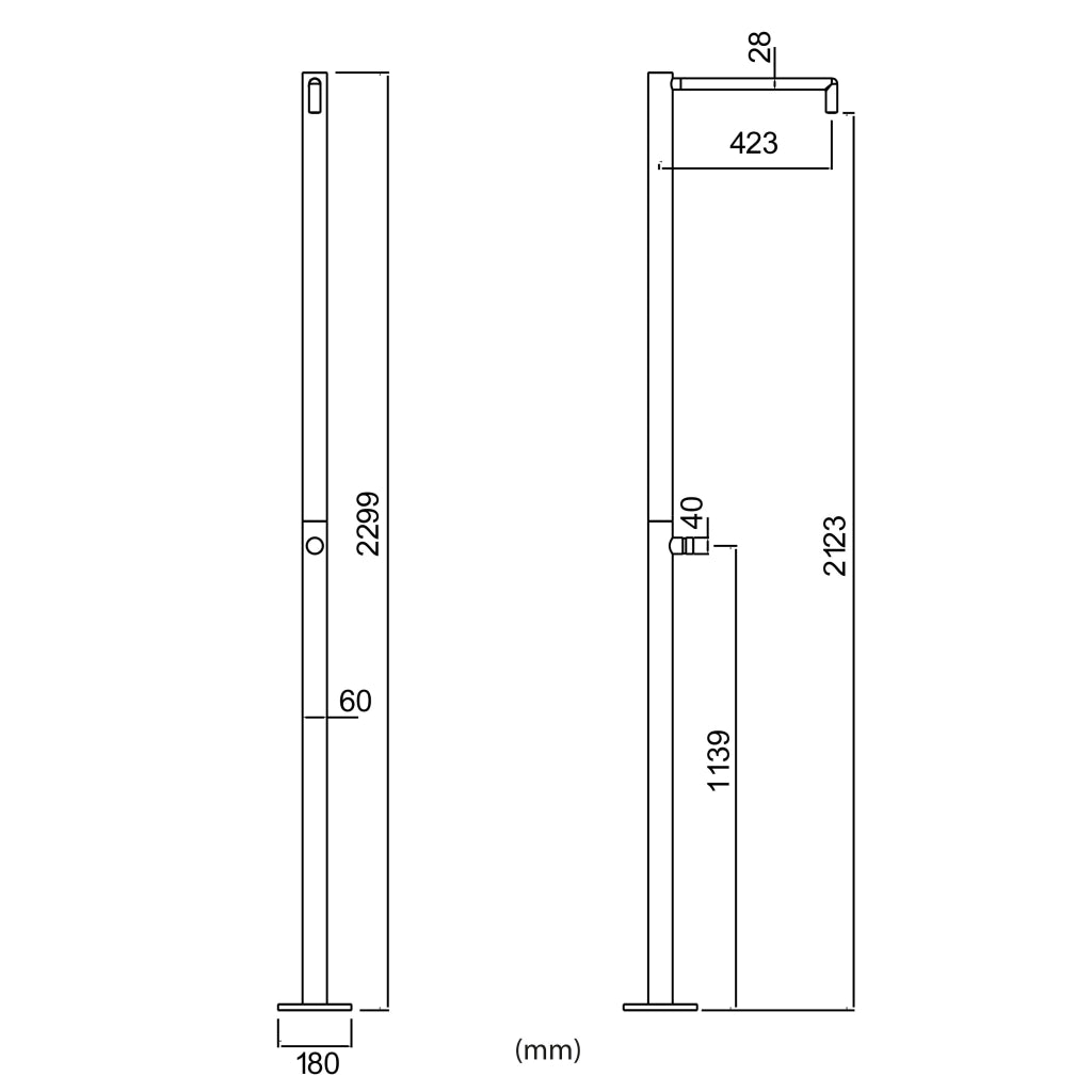 SINED Doccia Inox Satinato 316L Monocolo con Temporizzatore per Acqua Fredda e Soffione Antivandalo Ideale per Spazi Comunitari e Resistente alla Corrosione Modello DOCCIA INOX MONOCOLO