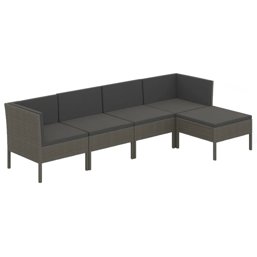 Set di mobili da giardino mobili da esterno 5 pezzi con cuscini resina intrecciata grigia 02_0016437