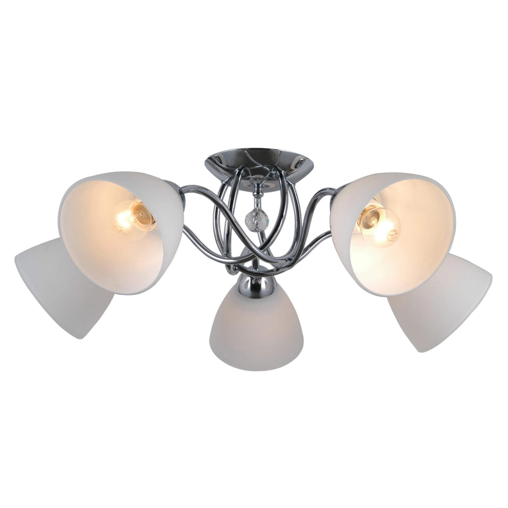 Lampadario Italux Lugano 5 Luci E27 Cromo Bianco Dimmerabile