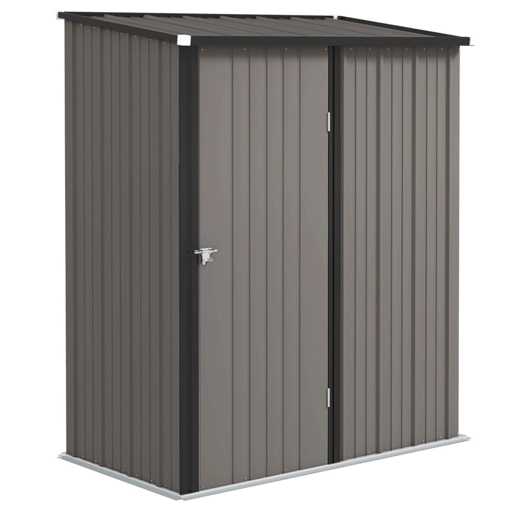 Casetta da Giardino in Acciaio Porta Attrezzi con Catenaccio. 161.5x94.5x196cm. Grigio Chiaro